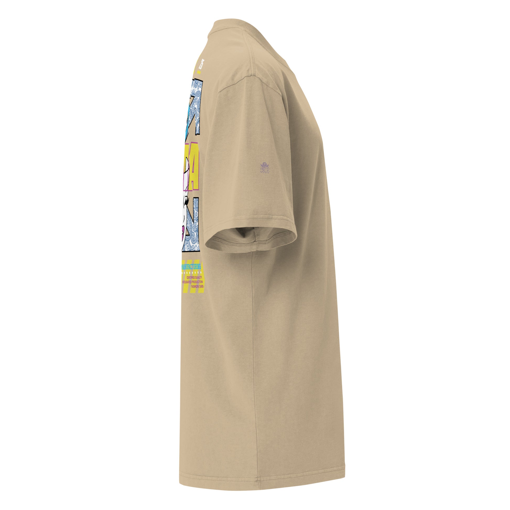 T-shirt oversize délavé Drama Regime Kaki Délavé profil droit - coupe oversize streetwear