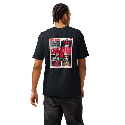 T-shirt premium Cristiano Ronaldo Portugal bleu marine dos - imprimé