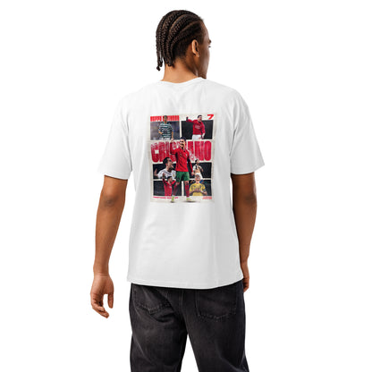 T-shirt premium Cristiano Ronaldo Portugal blanc dos - grand imprimé