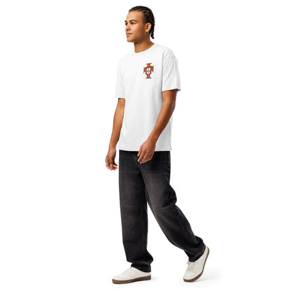 T-shirt premium Cristiano Ronaldo Portugal blanc - profil écusson