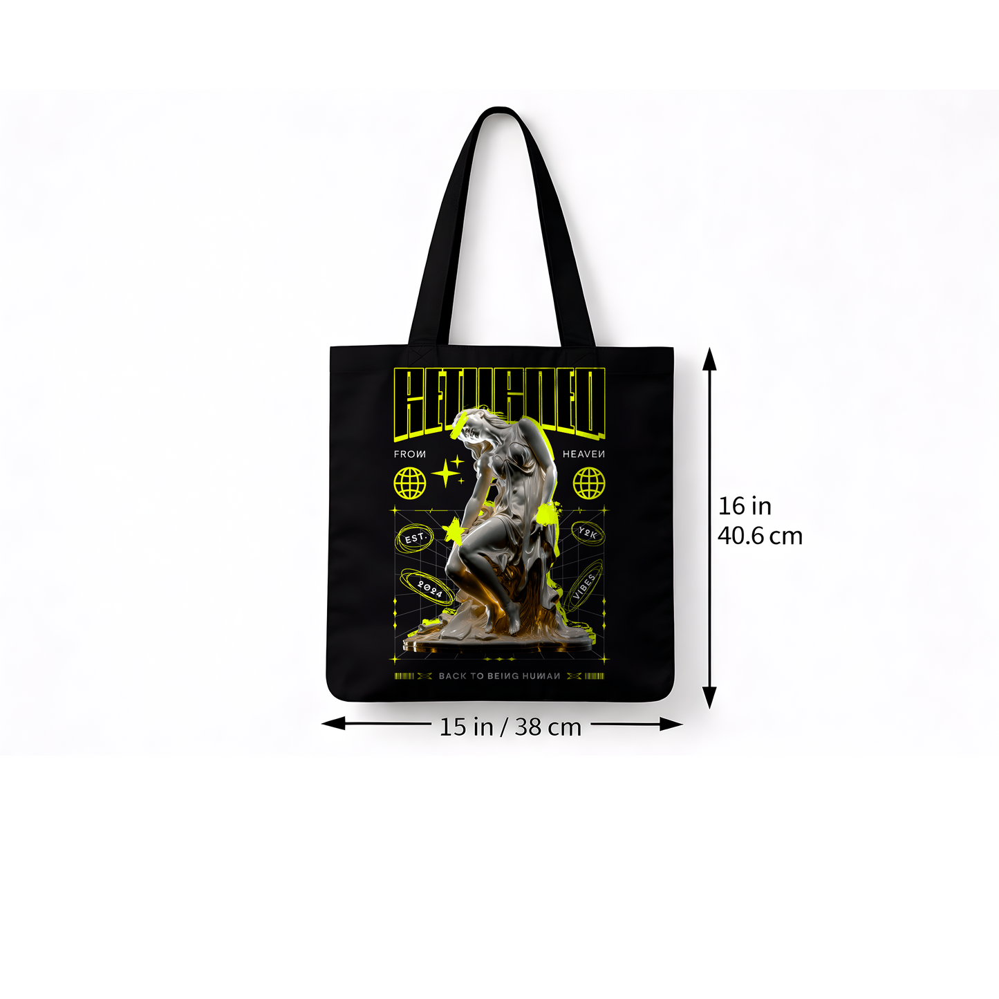 Sac tote noir “Released” – Art contemporain statue