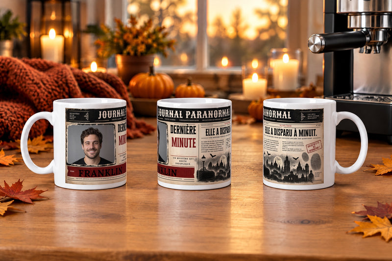 Mug Personnalisé Photo & Prénom – Journal Paranormal