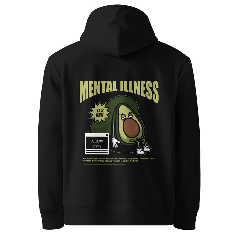 Sweat à capuche Mental Illness Avocat Noir dos - grand imprimé avocat triste It's Ok