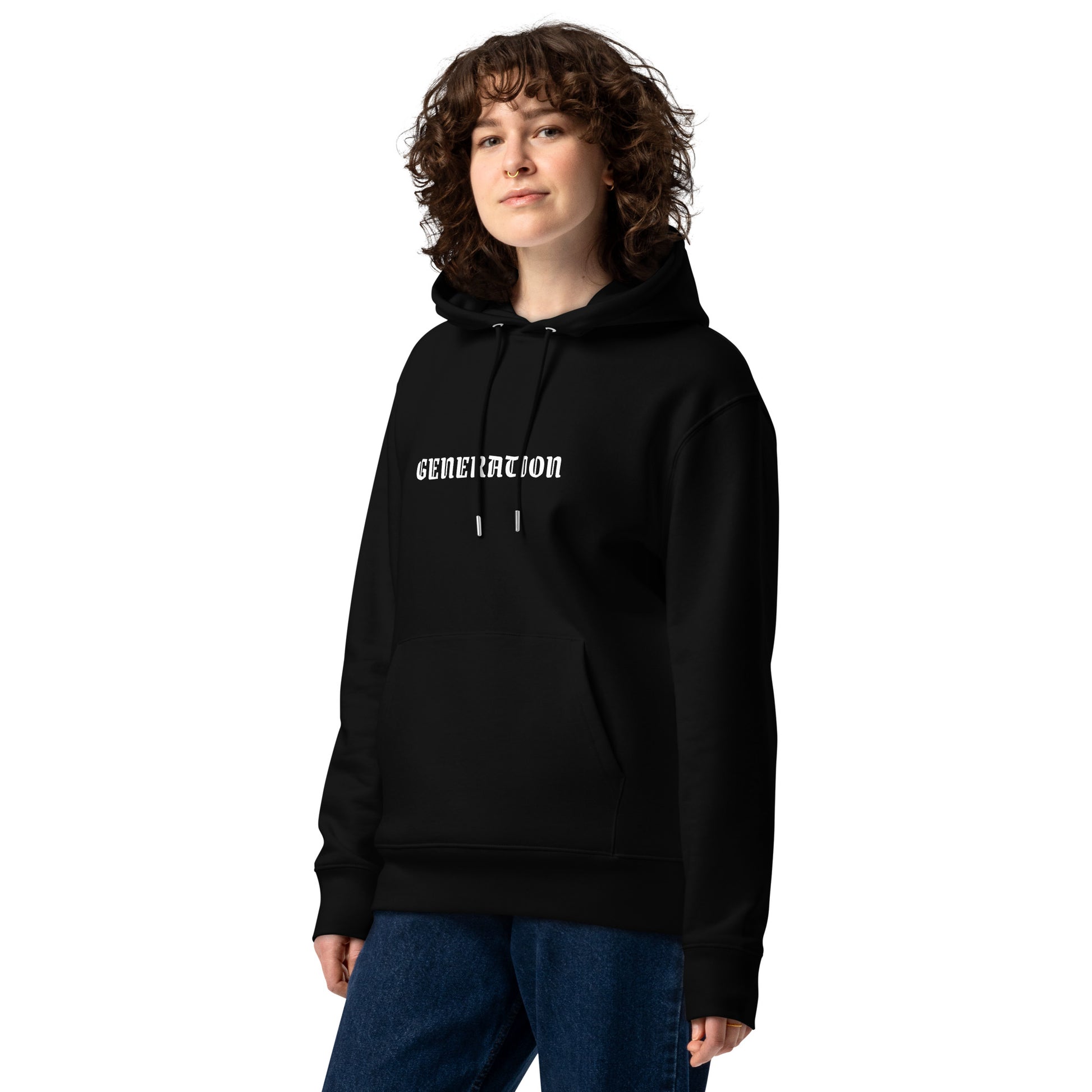 Sweat à capuche Generation Noir face - petit logo Generation à la poitrine