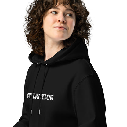 Sweat à capuche Generation Noir détail - logo Generation à la poitrine