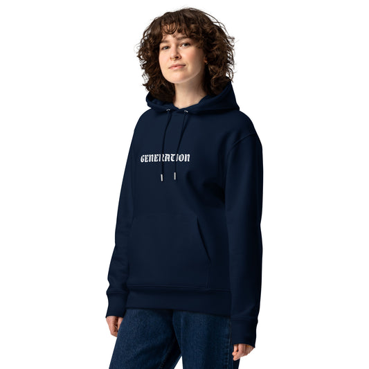 Sweat à capuche Generation Bleu Marine face - petit logo Generation à la poitrine