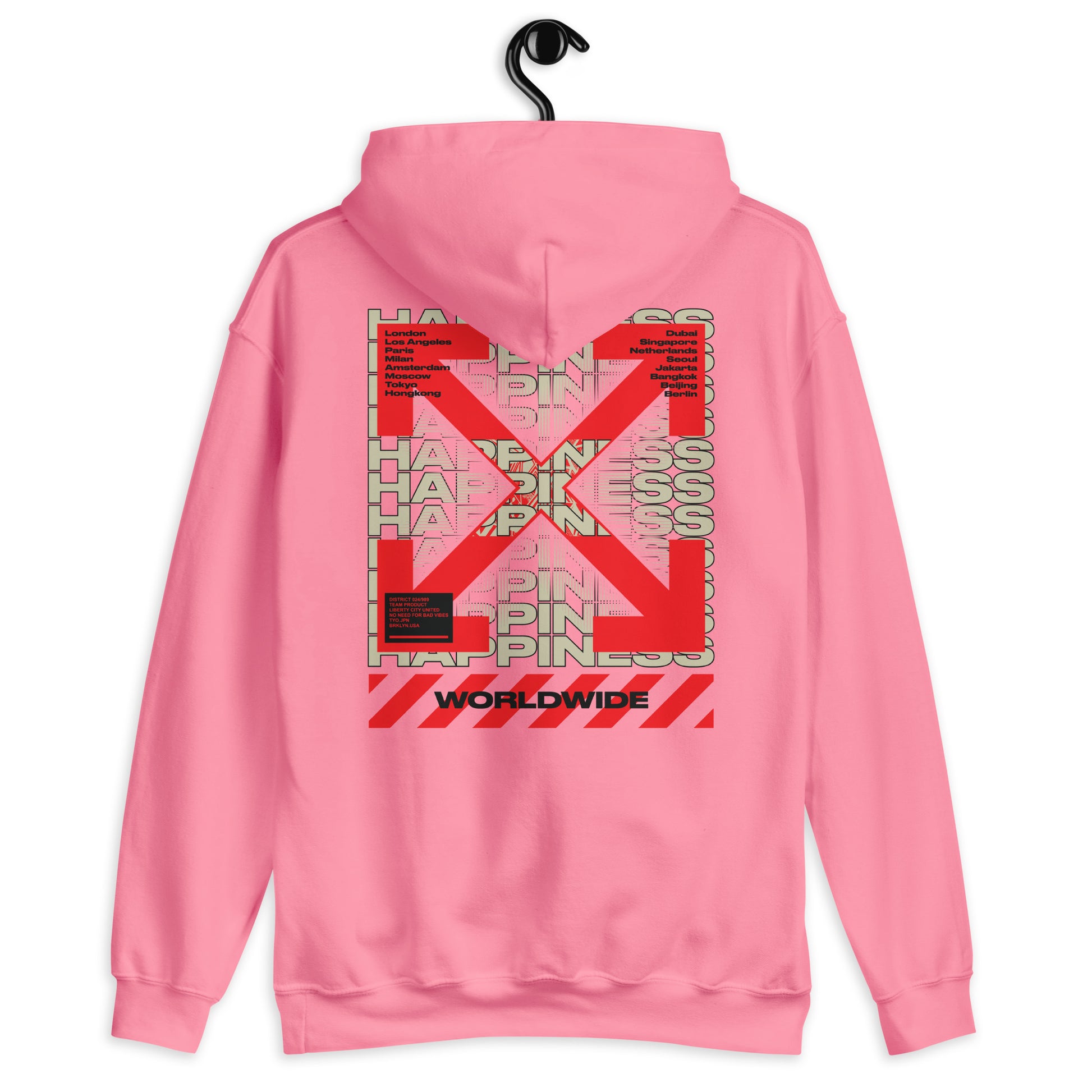 Sweat à capuche Happiness Worldwide azalée dos - imprimé