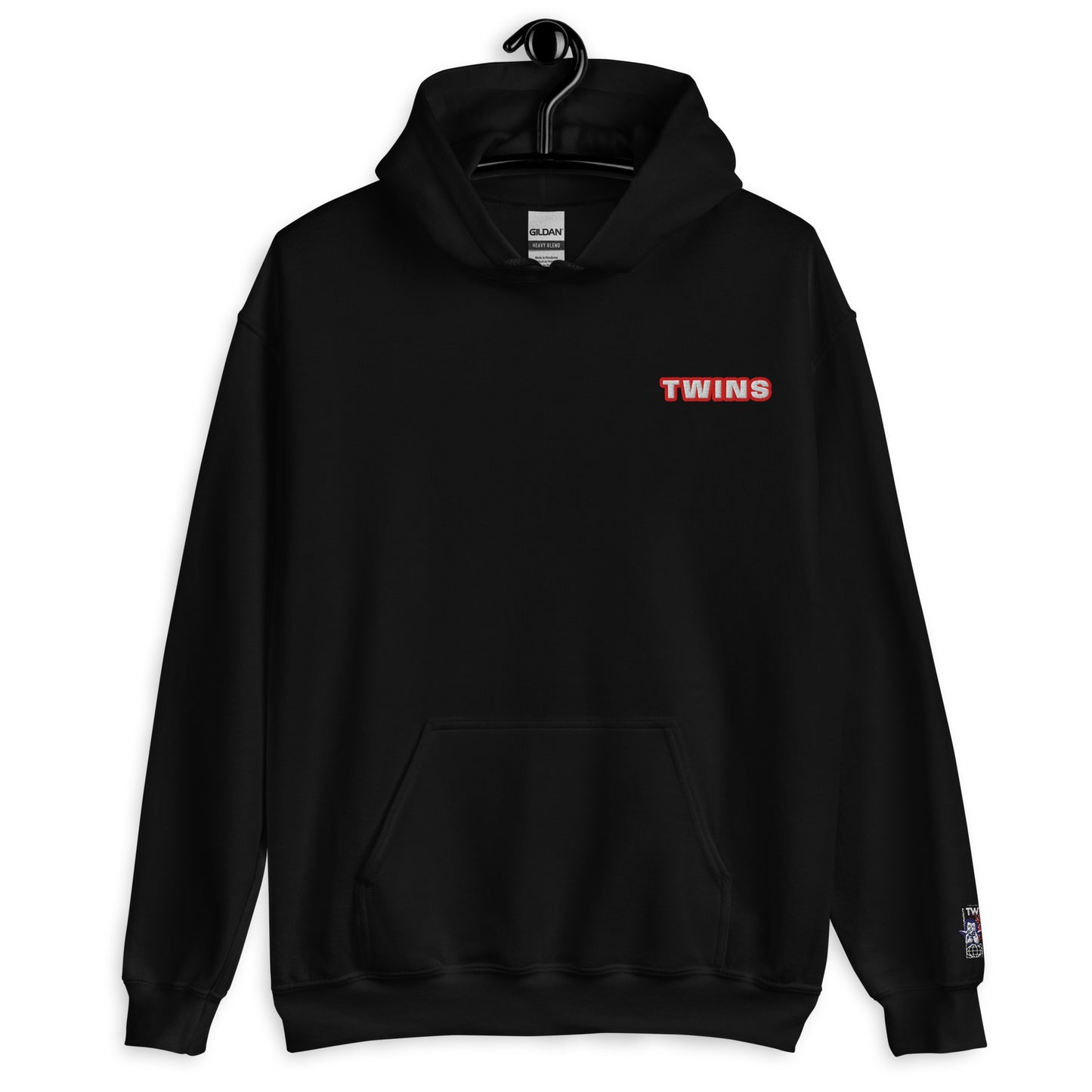 Sweat à capuche Twins Urban Style noir face - broderie Twins poitrine