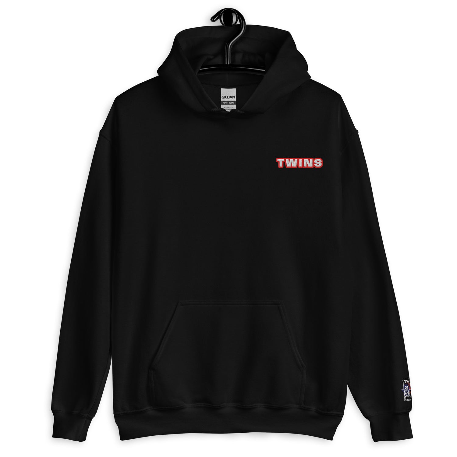 Sweat à capuche Twins Urban Style noir face - broderie Twins poitrine