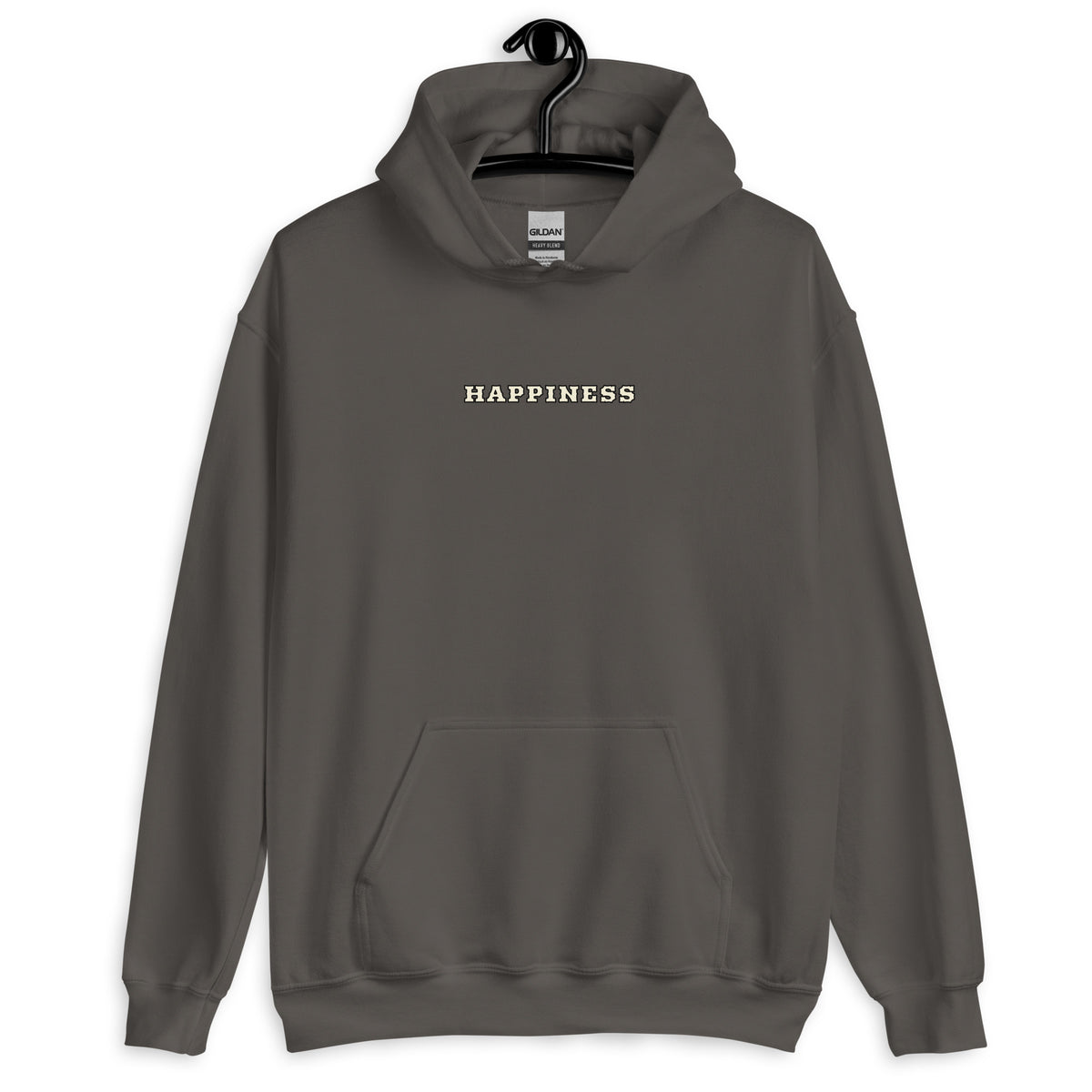 Sweat à capuche Happiness Worldwide anthracite face - broderie