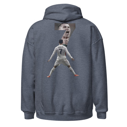 Pull à capuche CR7 Cristiano Ronaldo bleu marine sport dos – imprimé