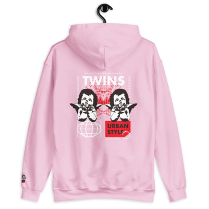 Sweat à capuche Twins Urban Style rose clair dos - chérubins