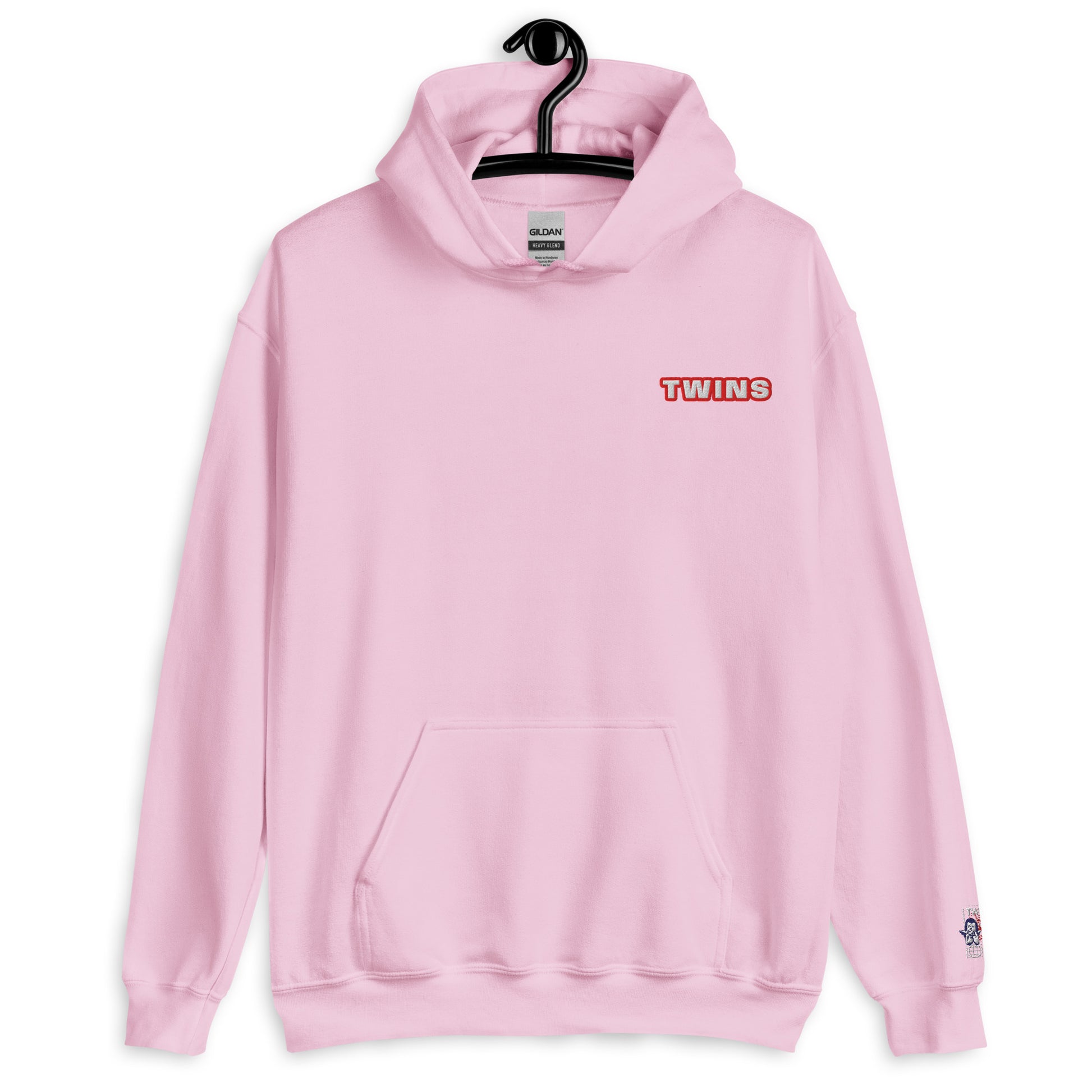 Sweat à capuche Twins Urban Style rose clair face - broderie Twins
