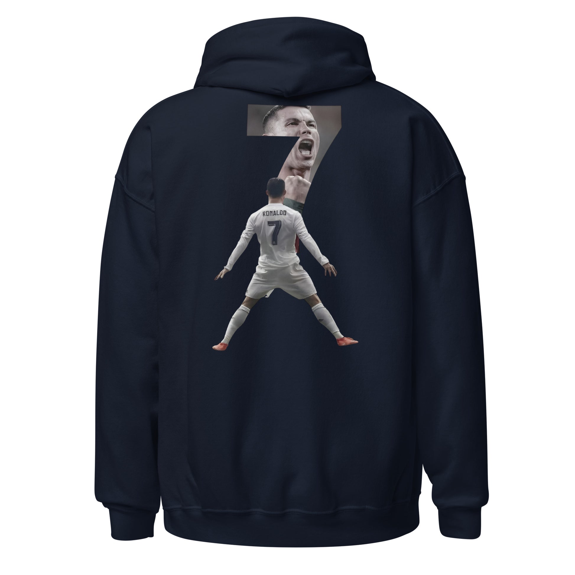 Pull à capuche CR7 Cristiano Ronaldo bleu marine dos – imprimé Ronaldo