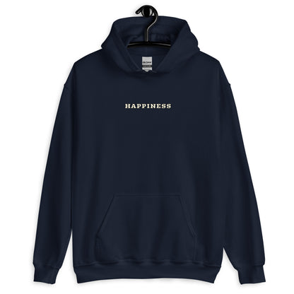 Sweat à capuche Happiness Worldwide bleu marine face - broderie