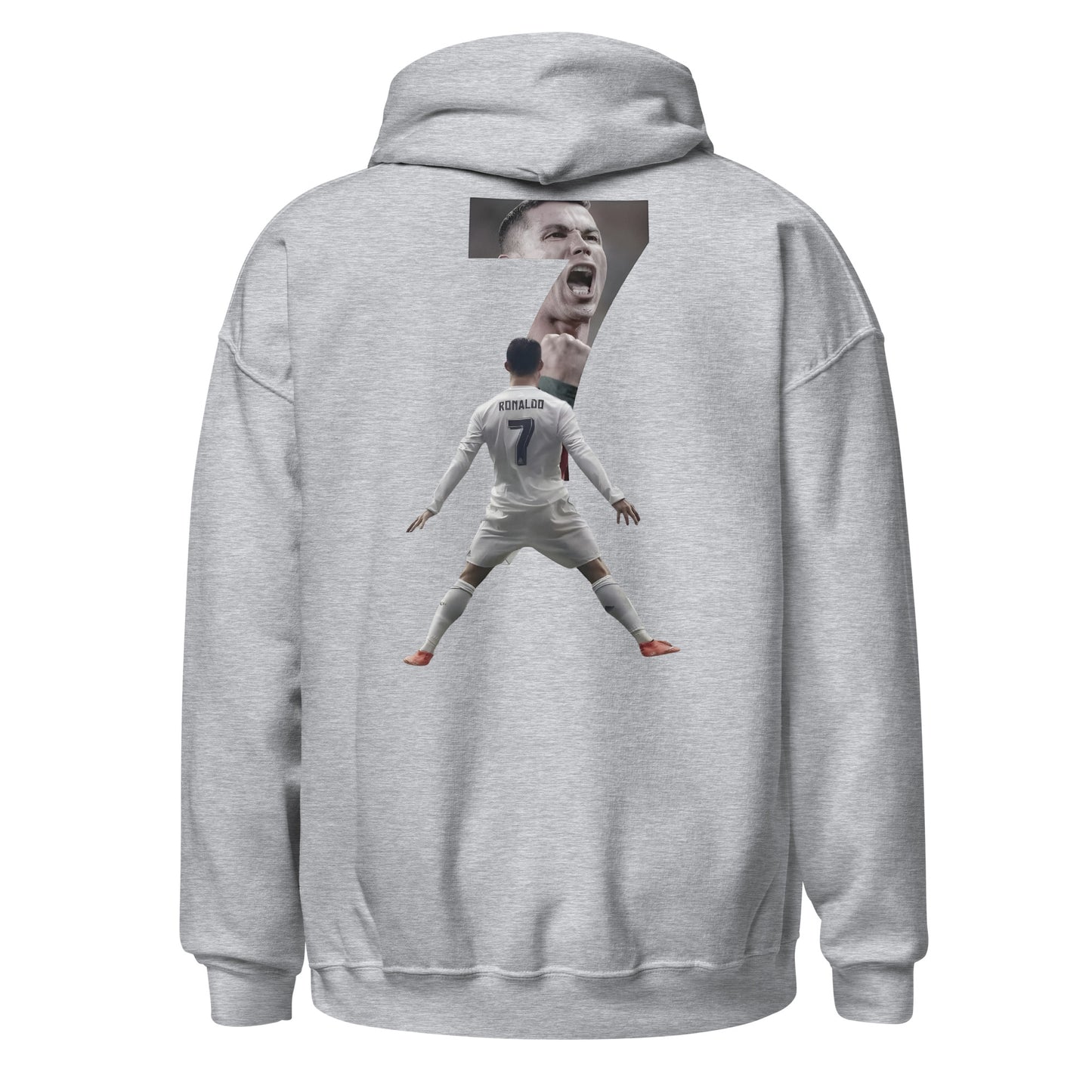 Pull à capuche CR7 Cristiano Ronaldo gris sport dos – imprimé Ronaldo