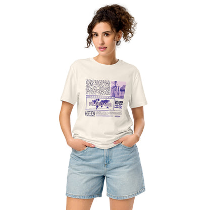T-shirt Stop War Freedom Blanc Vintage face - grand imprimé collage Stop War Freedom violet