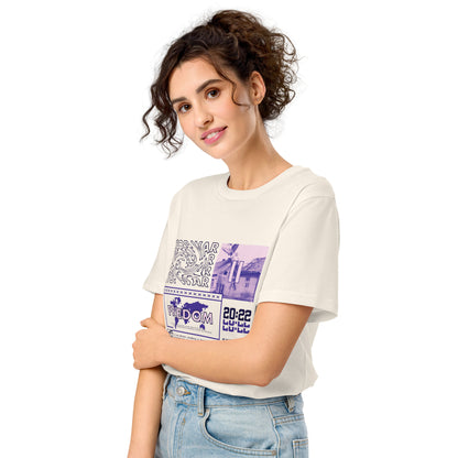T-shirt Stop War Freedom Blanc Vintage détail - imprimé collage Stop War Freedom