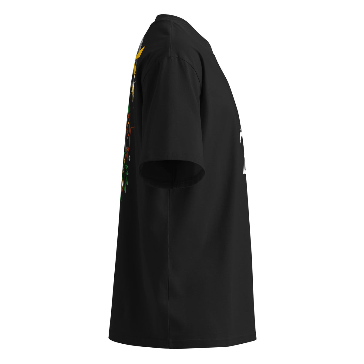 T-shirt oversize col montant gaming Noir profil droit - détail imprimé au dos