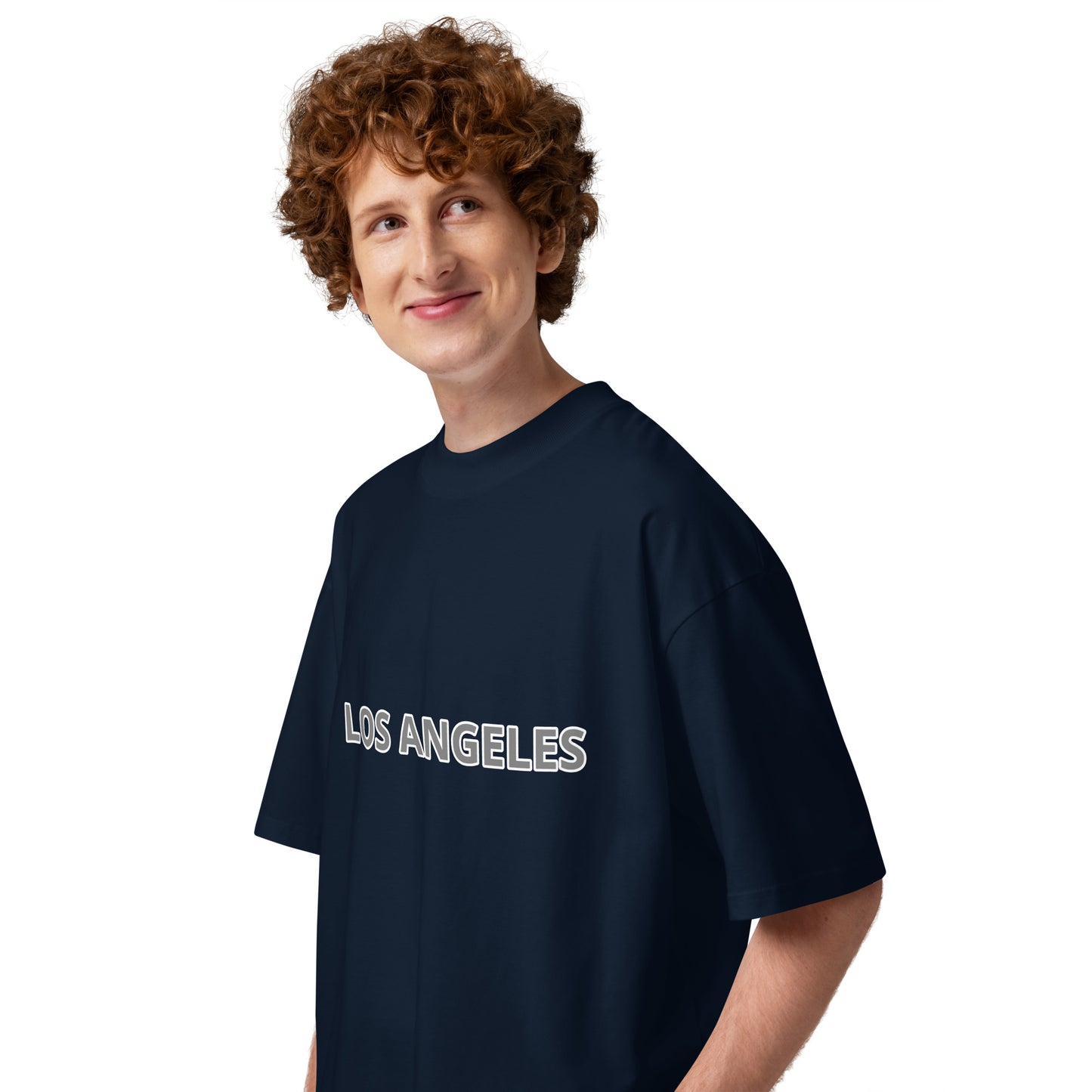 T-shirt oversize Los Angeles Superior Bleu Marine profil - logo Los Angeles imprimé sur la poitrine