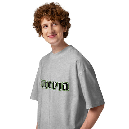 T-shirt oversize Utopia gris chiné - profil gauche
