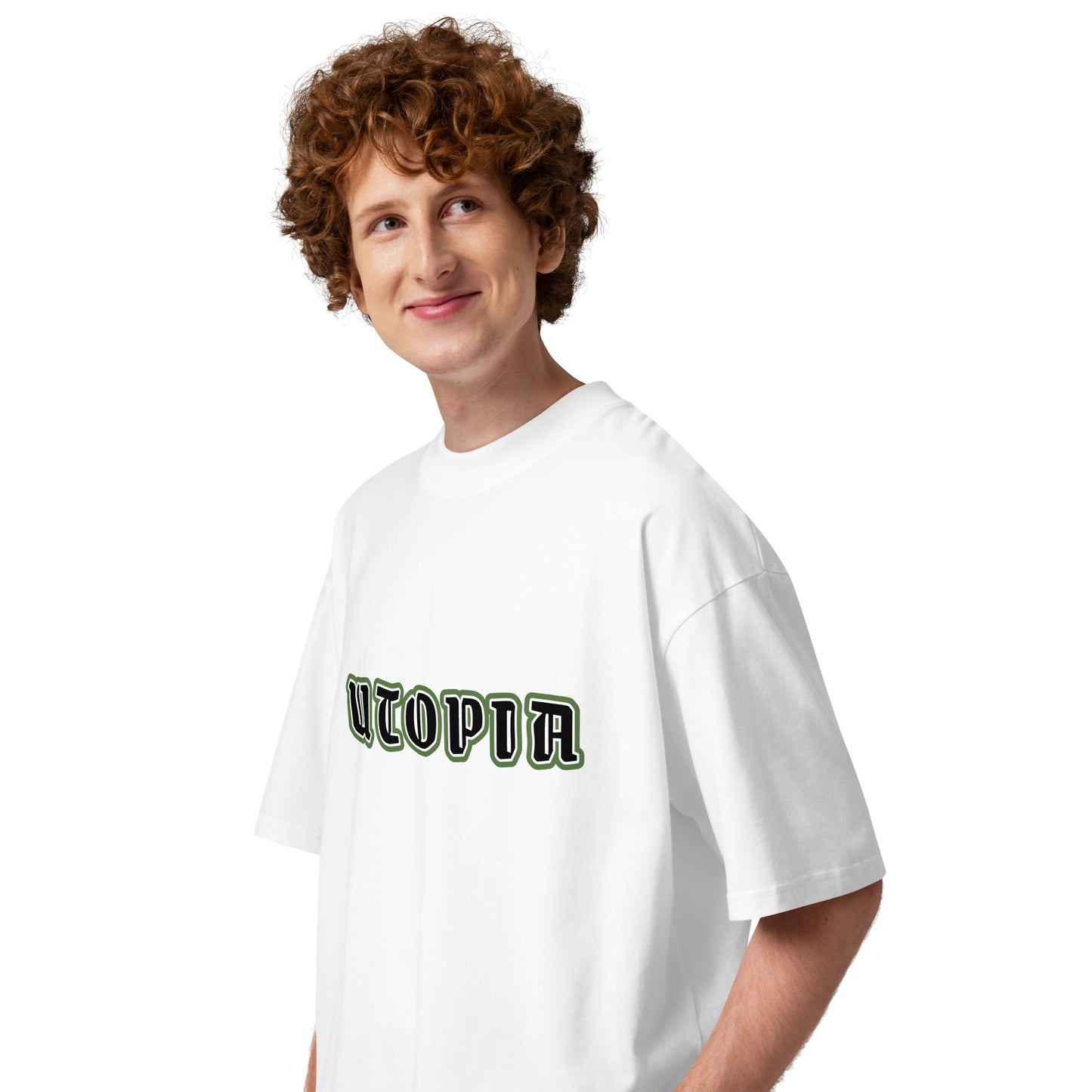 T-shirt oversize Utopia blanc - profil gauche