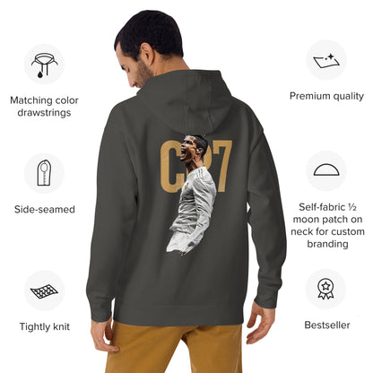 Pull à capuche CR7 Cristiano Ronaldo noir vintage dos – imprimé Ronaldo