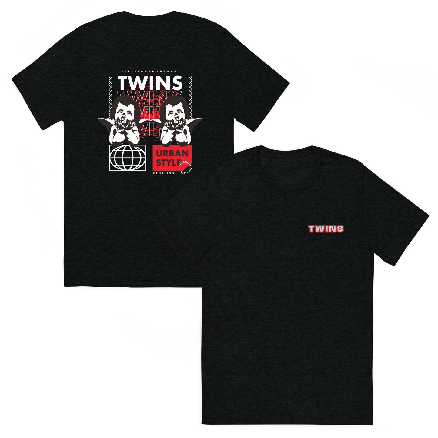 T-shirt Twins Urban Style noir - face et dos streetwear