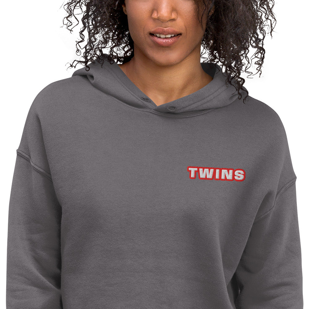 Sweat à capuche court Twins tempête - détail broderie