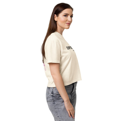 T-shirt boxy Exposure Ivoire profil - imprimé zèbres dégradé rose et logo Exposure
